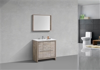 AD636-NW 36'' KubeBath Dolce Nature Wood Modern Bathroom Vanity with White Quartz Counter-Top