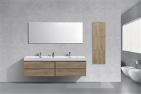 BSL80-BTN Bliss 80" Butternut Wood Wall Mount  Double Sink Modern Bathroom Vanity