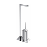 8217 Aqua Piazza by KubeBath Free Standing Toilet Paper Holder With Toilet Brush - Chrome