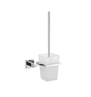 93610 Aqua PIAZZA Toilet Brush w/ Frosted Glass Cup- Chrome