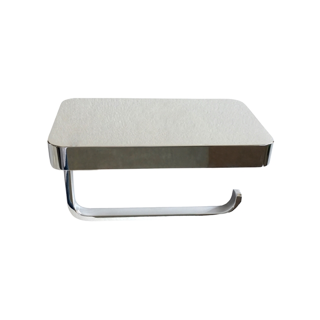 9736 Aqua PLATO Toilet Paper Holder With Shelf - Chrome