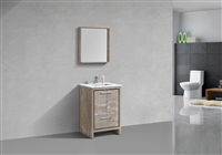 AD624-NW 24'' KubeBath Dolce Nature Wood Modern Bathroom Vanity with White Quartz Counter-Top