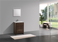 AD624-RW 24'' KubeBath Dolce Rosewood Modern Bathroom Vanity with White Quartz Counter-Top
