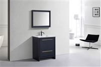 AD630-BLUE 30'' KubeBath Dolce Blue Modern Bathroom Vanity with White Quartz Counter-Top