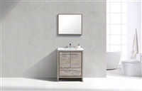 AD630-NW 30'' KubeBath Dolce Nature Wood Modern Bathroom Vanity with White Quartz Counter-Top