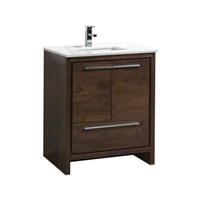 AD630-RW 30'' KubeBath Dolce Rose Wood Modern Bathroom Vanity with White Quartz Counter-Top