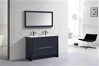 AD648D-BLUE 48'' KubeBath Dolce Blue Modern Bathroom Vanity with White Quartz Counter-Top - Double Sink