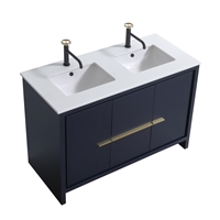 48'' KubeBath Dolce Blue Modern Bathroom Cabinet for Double Sink