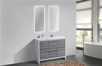 AD648D-HG 48'' KubeBath Dolce Gloss Ash Gray Modern Bathroom Vanity with White Quartz Counter-Top - Double Sink