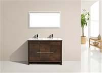 AD648D-RW 48'' KubeBath Dolce Rose Wood Modern Bathroom Vanity with White Quartz Counter-Top - Double Sink