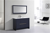 AD648S-BLUE 48'' KubeBath Dolce Blue Modern Bathroom Vanity with White Quartz Counter-Top - Single Sink