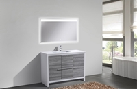AD648S-HG 48'' KubeBath Dolce Gloss Ash Gray Modern Bathroom Vanity with White Quartz Counter-Top - Single Sink