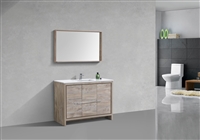 AD648S-NW 48'' KubeBath Dolce Nature Wood Modern Bathroom Vanity with White Quartz Counter-Top - Single Sink