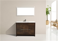 AD648S-RW 48'' KubeBath Dolce Rose Wood Modern Bathroom Vanity with White Quartz Counter-Top - Single Sink