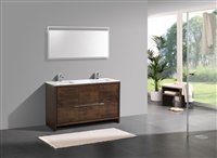 AD660D-RW 60'' KubeBath Dolce Rosewood Modern Bathroom Vanity with White Quartz Counter-Top - Double Sink