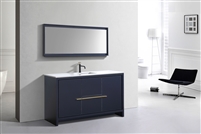 AD660S-BLUE 60'' KubeBath Dolce Blue Modern Bathroom Vanity with White Quartz Counter-Top - Single Sink