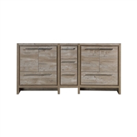 AD672-NW-Cabinet 72'' KubeBath Dolce Double Sink Nature Wood Modern Bathroom Cabinet only (no counter top no sink)