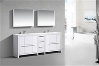 AD684-GW 83'' KubeBath Dolce Double Sink High Gloss White Modern Bathroom Vanity with White Quartz Counter-Top