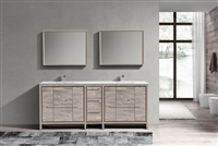 AD684-NW 83'' KubeBath Dolce Double Sink Nature Wood Modern Bathroom Vanity with White Quartz Counter-Top