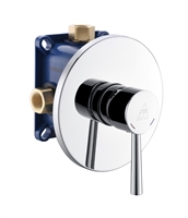 ARRS1V-CH Aqua Rondo by KubeBath 1-Way Rough-In Valve With Cover Plate, Handle and Diverter - Chrome