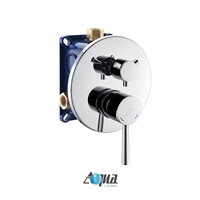 ARRS3V-CH Aqua Rondo by KubeBath 3-Way Rough-In Valve With Cover Plate, Handle and Diverter - Chrome