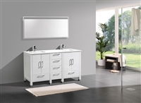 ASL1560D-GW Anziano 60" High Gloss White Double Sink Vanity w/ Quartz Countertop