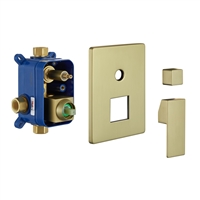 ASV142-BG Aqua Piazza by KubeBath 2-Way Rough-In Valve With Cover Plate, Handle and Diverter - Brushed Gold