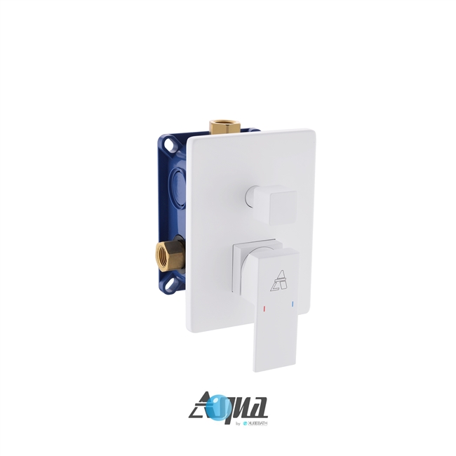 ASV142-WH Aqua Piazza by KubeBath 2-Way Rough-In Valve With Cover Plate, Handle - White