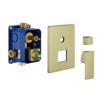 ASV143-BG Aqua Piazza by KubeBath 3-Way Rough-In Valve With Cover Plate, Handle and Diverter - Brushed Gold