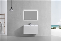 BALLI36-GW 36'' Balli Modern Wall Mount Bathroom Vanity - Gloss White
