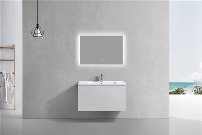 BALLI36-GW 36'' Balli Modern Wall Mount Bathroom Vanity - Gloss White