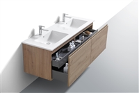 BALLI60D-WO 60'' Balli Double Sink Modern Wall Mount Bathroom Vanity - White Oak