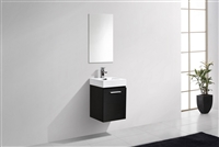 BSL16-BK Bliss 16" Black Wall Mount Modern Bathroom Vanity