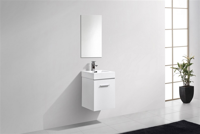 BSL16-GW Bliss 16" Gloss White Wall Mount Modern Bathroom Vanity