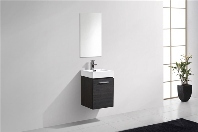 BSL16-HGGO Bliss 16" High Gloss Gray Oak Wood Wall Mount Modern Bathroom Vanity