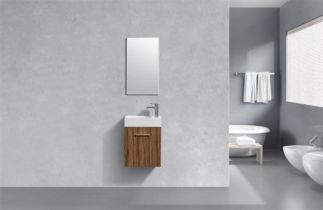 BSL18-GCN Bliss 18" High Glossy Chestnut Wood Wall Mount Modern Bathroom Vanity
