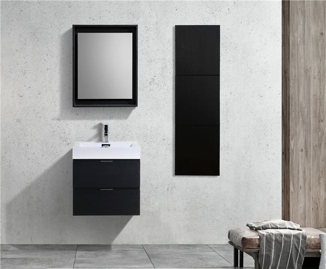 BSL24-BK Bliss 24" Black Wood Wall Mount Modern Bathroom Vanity