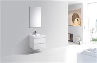 BSL24-GW Bliss 24" Gloss White Wood Wall Mount Modern Bathroom Vanity