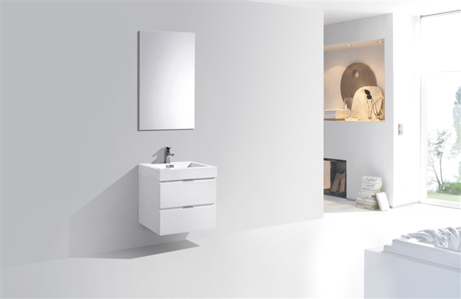 BSL24-GW Bliss 24" Gloss White Wood Wall Mount Modern Bathroom Vanity