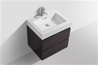 BSL24-HGGO Bliss 24" High Gloss Gray Oak Wood Wall Mount Modern Bathroom Vanity