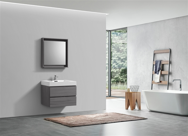 BSL24-VAG Bliss 24" Vulcan Ash Grey Wood Wall Mount Modern Bathroom Vanity