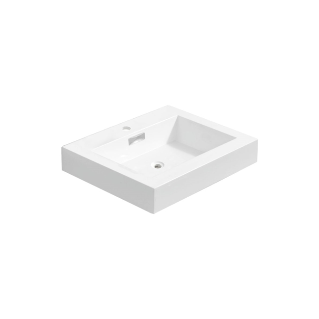 BSL24SINK 23.63" X 18.5" KUBEBATH BLISS WHITE REINFORCED ACRYLIC COMPOSITE SINK WITH OVERFLOW