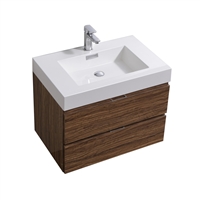 BSL30-GCN Bliss 30" High Glossy Chestnut Wood Wall Mount Modern Bathroom Vanity