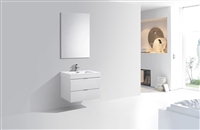 BSL30-GW Bliss 30" Gloss White Wood Wall Mount Modern Bathroom Vanity -
