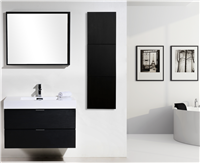 BSL36-BK Bliss 36" Black Wall Mount Modern Bathroom Vanity