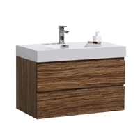BSL36-GCN Bliss 36" High Glossy Chestnut Wall Mount Modern Bathroom Vanity
