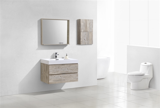 BSL36-NW Bliss 36" Nature Wood Wall Mount Modern Bathroom Vanity