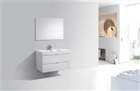 BSL40-GW Bliss 40" Gloss White Wall Mount Modern Bathroom Vanity