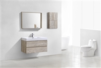 BSL40-NW Bliss 40" Nature Wood Wall Mount Modern Bathroom Vanity