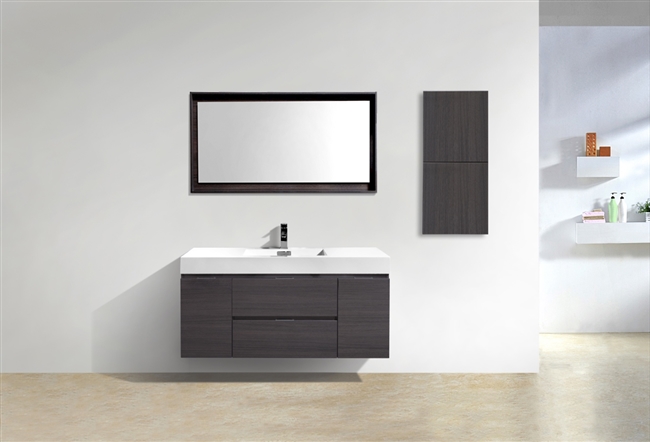 BSL48-GO Bliss 48" Gray Oak Wall Mount Modern Bathroom Vanity